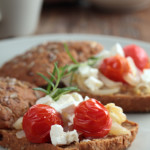 Sandwiches with feta and vegetables